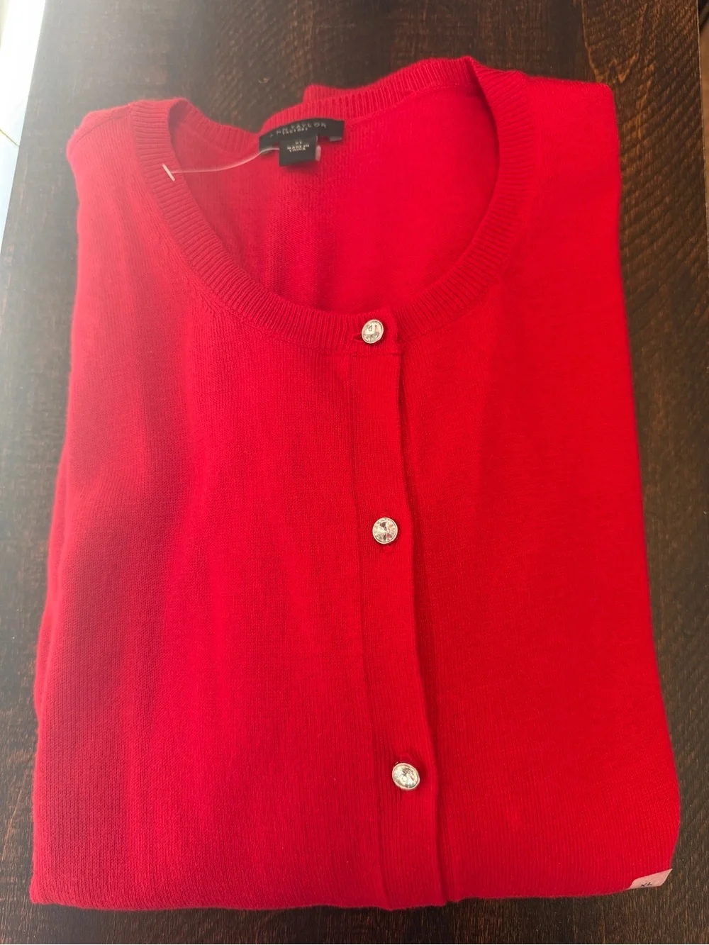 Ann Taylor Classic Button Cardigan - Red - Picture 8 of 8